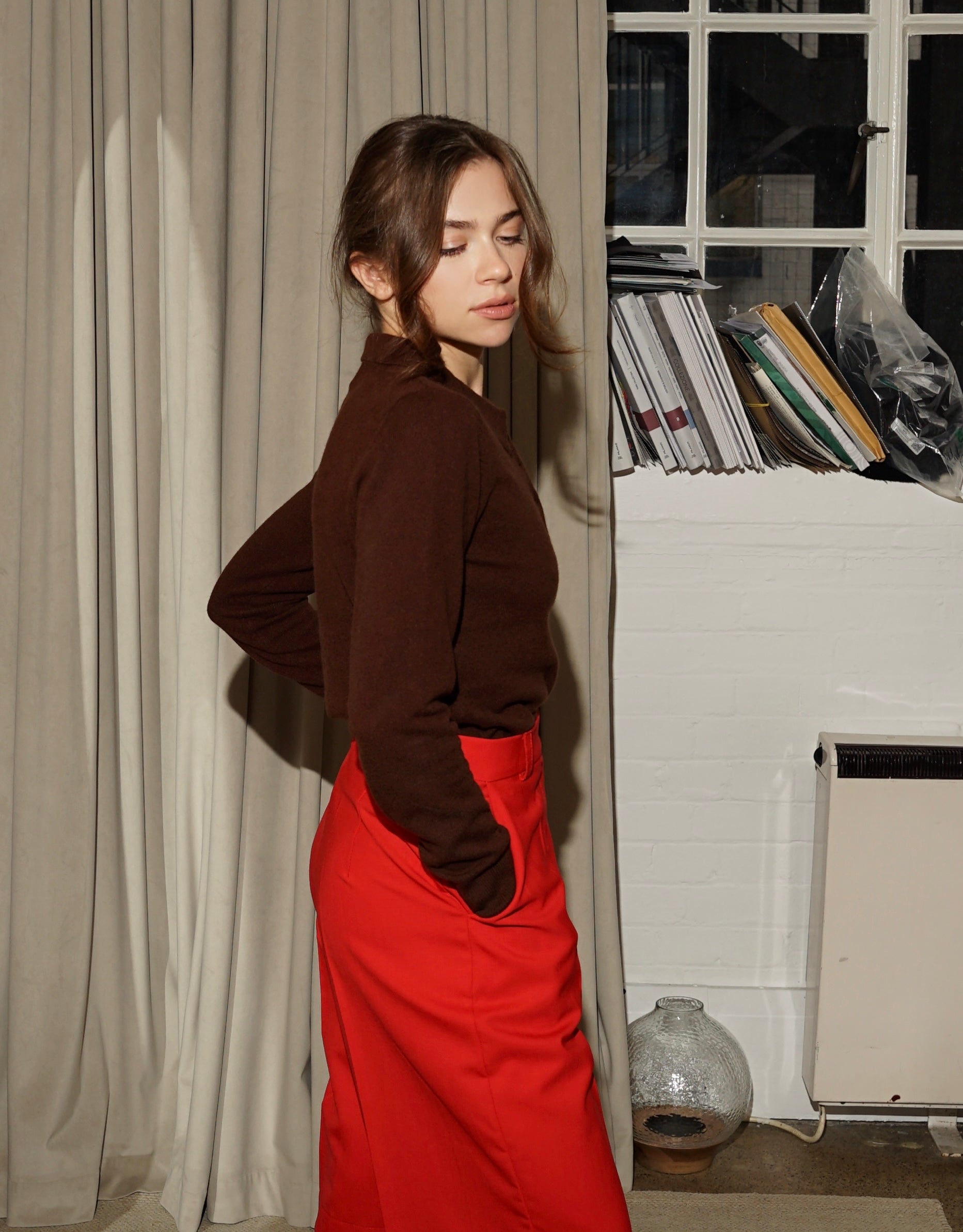 Merino Polo Knitted Jumper - Deep Brown