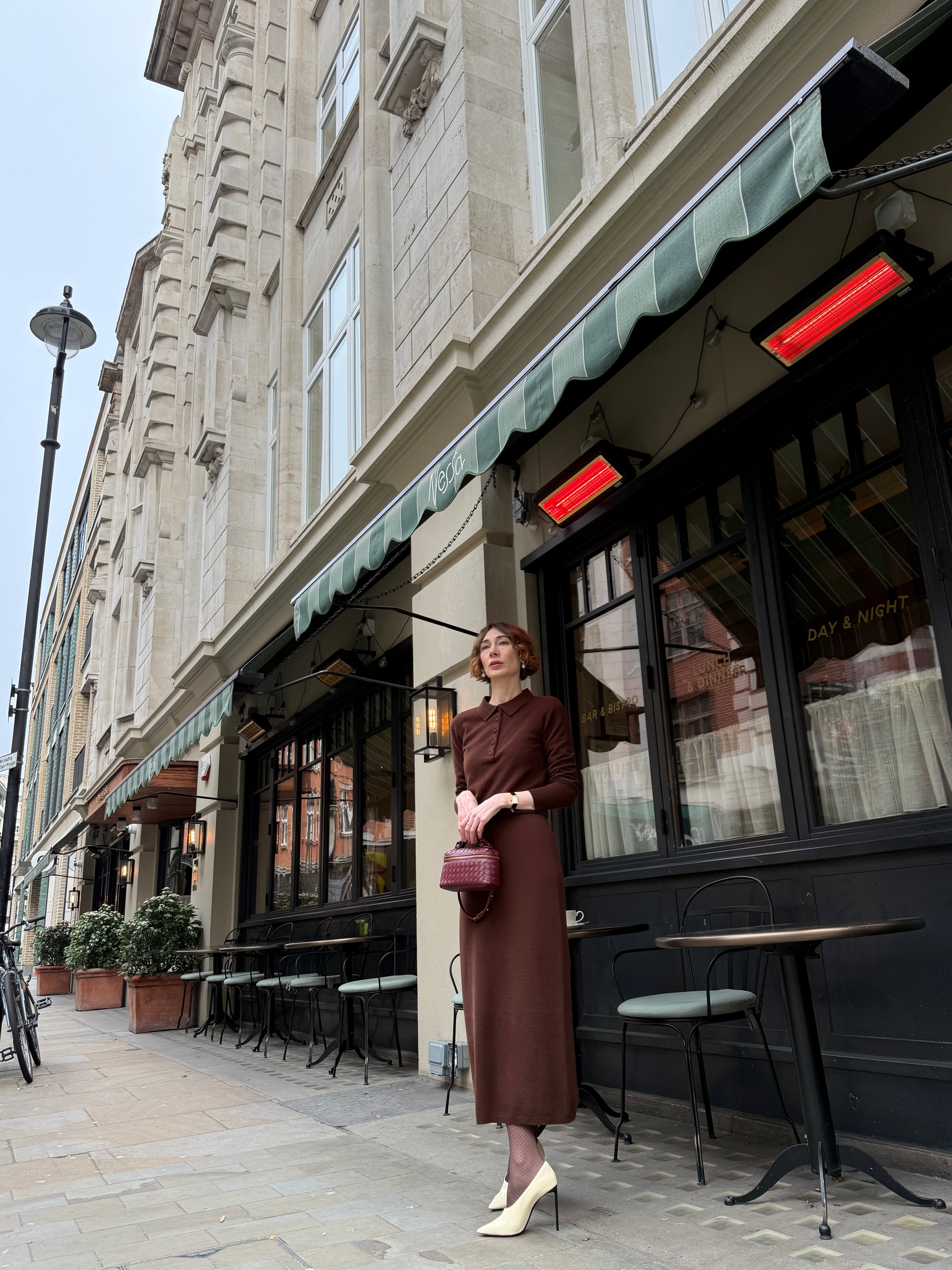 Merino Knitted Midi-Length Skirt - Deep Brown